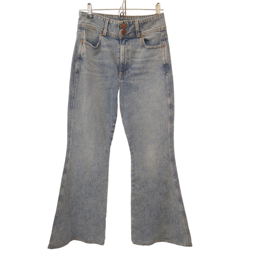 Alice + Olivia Beautiful Ex High Waisted Bell Jeans in Flawless. Size 28 ALTERED